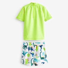 Load image into Gallery viewer, Yellow Dinosaur Sunsafe Top and Shorts Set