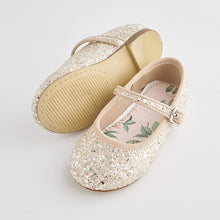 Load image into Gallery viewer, Ivory Glitter Standard Fit (F) Flower Girl Occasion Mary Jane Shoes