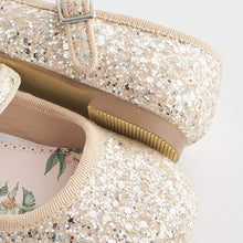 Load image into Gallery viewer, Ivory Glitter Standard Fit (F) Flower Girl Occasion Mary Jane Shoes