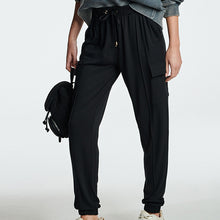 Load image into Gallery viewer, Black Cargo Jersey Joggers