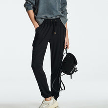 Load image into Gallery viewer, Black Cargo Jersey Joggers