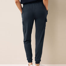 Load image into Gallery viewer, Navy Blue Cargo Jersey Joggers