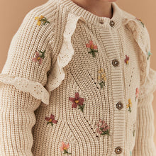 Load image into Gallery viewer, Ecru Cream Marl Broderie Frill Cardigan (3mths-4-5yrs)