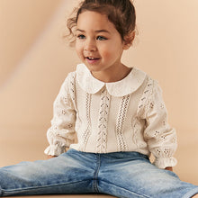 Load image into Gallery viewer, Ecru Marl 100% Cotton Collar Jumper (9mths-5yrs)