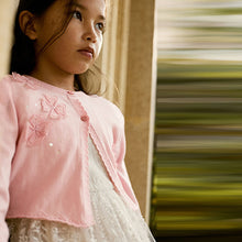 Load image into Gallery viewer, Pink Sequin Flower Shrug Cardigan (3mths-11yrs)