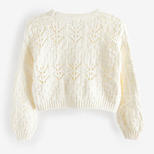Load image into Gallery viewer, Ecru Cream Crochet V-Neck Cardigan (3-11yrs)