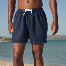 Load image into Gallery viewer, Navy Blue Palm Logo Essential Swim Shorts