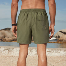 Load image into Gallery viewer, Khaki Green Palm Logo Essential Swim Shorts