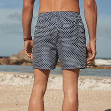 Load image into Gallery viewer, Navy Geo Regular Fit Printed Swim Shorts