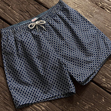 Load image into Gallery viewer, Navy Geo Regular Fit Printed Swim Shorts