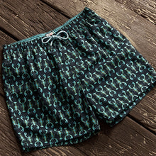 Load image into Gallery viewer, Navy/Light Blue Lobster Geo Regular Fit Printed Swim Shorts