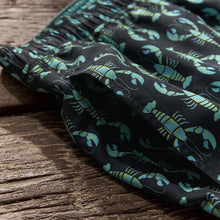 Load image into Gallery viewer, Navy/Light Blue Lobster Geo Regular Fit Printed Swim Shorts
