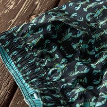 Load image into Gallery viewer, Navy/Light Blue Lobster Geo Regular Fit Printed Swim Shorts