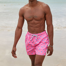 Load image into Gallery viewer, Bright Pink Mini Flamingo Printed Swim Shorts