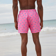 Load image into Gallery viewer, Bright Pink Mini Flamingo Printed Swim Shorts