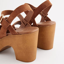 Load image into Gallery viewer, Tan Brown Clog Heeled Sandals