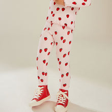 Load image into Gallery viewer, Pink Strawberry Rib Leggings