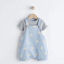 Load image into Gallery viewer, Blue Star Baby Jersey Dungarees and Bodysuit Set
