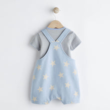 Load image into Gallery viewer, Blue Star Baby Jersey Dungarees and Bodysuit Set