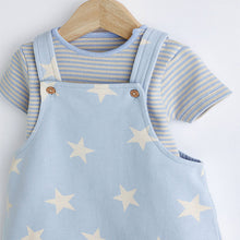 Load image into Gallery viewer, Blue Star Baby Jersey Dungarees and Bodysuit Set
