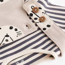 Load image into Gallery viewer, Neutral Dino Baby Woven Dungarees and Bodysuit Set