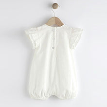 Load image into Gallery viewer, White Broderie Baby Wrap Romper