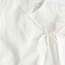 Load image into Gallery viewer, White Broderie Baby Wrap Romper