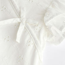 Load image into Gallery viewer, White Broderie Baby Wrap Romper