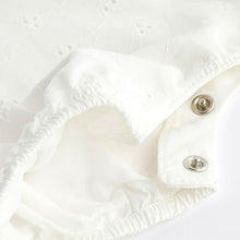 Load image into Gallery viewer, White Broderie Baby Wrap Romper