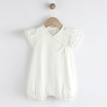 Load image into Gallery viewer, White Broderie Baby Wrap Romper