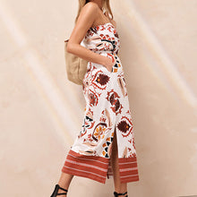 Load image into Gallery viewer, Red Paisley Bandeau Midi Dress