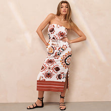 Load image into Gallery viewer, Red Paisley Bandeau Midi Dress