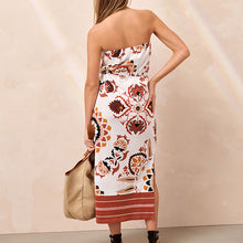 Load image into Gallery viewer, Red Paisley Bandeau Midi Dress