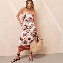 Load image into Gallery viewer, Red Paisley Bandeau Midi Dress