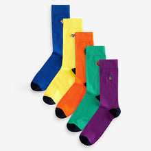 Load image into Gallery viewer, Bright Summer Fun Embroidered Socks 5 Pack
