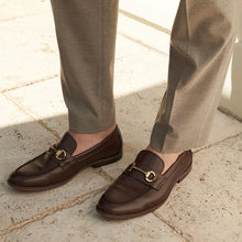 Load image into Gallery viewer, Brown Loafers With Snaffle Trim
