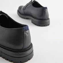 Load image into Gallery viewer, Black Leather Cleated Sole Derby Shoes