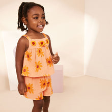 Load image into Gallery viewer, Orange Sunflower Co-Ord 100% Cotton Top and Shorts