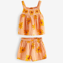 Load image into Gallery viewer, Orange Sunflower Co-Ord 100% Cotton Top and Shorts
