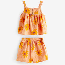 Load image into Gallery viewer, Orange Sunflower Co-Ord 100% Cotton Top and Shorts