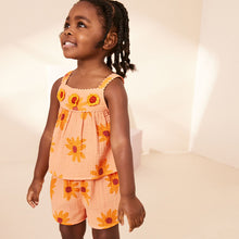 Load image into Gallery viewer, Orange Sunflower Co-Ord 100% Cotton Top and Shorts