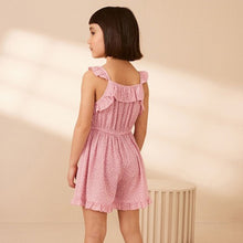 Load image into Gallery viewer, Pink Ditsy Frill Playsuit (3-12yrs)