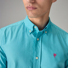 Load image into Gallery viewer, Blue Oxford 100% Cotton Short Sleeve Shirt