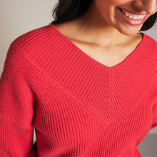 Load image into Gallery viewer, Red V-Neck Knit Jumper