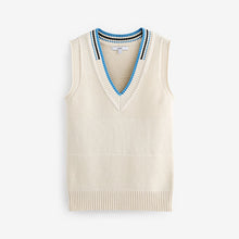 Load image into Gallery viewer, Ecru Cream Stitch Detail Knitted V-Neck Tank Vest