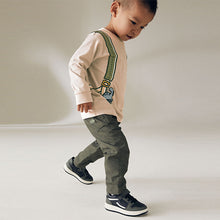 Load image into Gallery viewer, Natural 100% Cotton Long Sleeve Printed Backpack T-Shirt (3mths-6yrs)