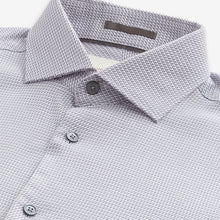 Load image into Gallery viewer, Grey Signature Textured 100% Cotton Slim Fit Single Cuff Shirt