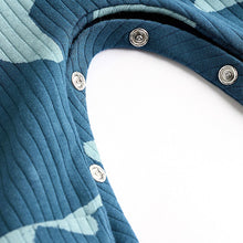 Load image into Gallery viewer, Navy Blue Star Jersey Baby Dungarees And Bodysuit Set