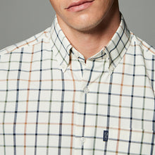 Load image into Gallery viewer, Ecru Cream Tattersall Check Regular Fit Easy Iron Button Down Oxford Shirt