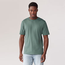 Load image into Gallery viewer, Green Regular Fit Essential Crew Neck Cotton T-Shirt